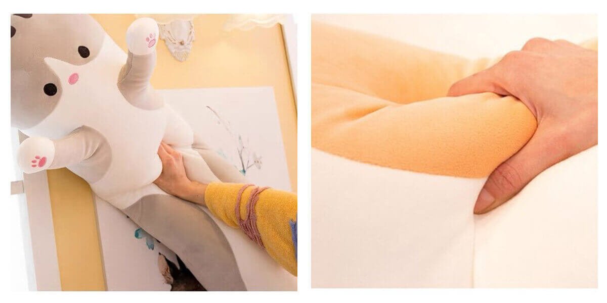 Warmhughub Adorable Long Cat Plush Pillow Description