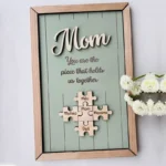 Mom Puzzle Sign Mother's Day Gift Engraved Wood Sign