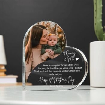 Personalized First Mothers Day Gift Heart Acrylic Frame