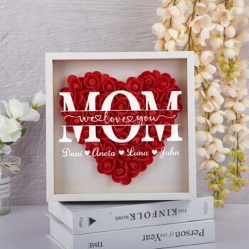 Personalized Mom Flower Shadow Box with Kids Name