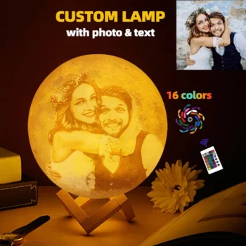 Custom 3D Moon Lamp with Photo & Text